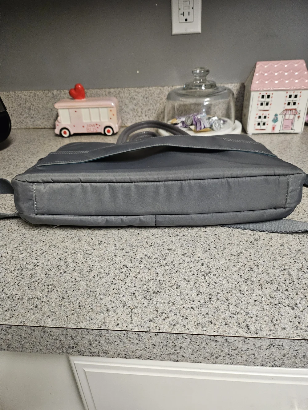 Knomo London Hanover Gray Nylon Leather Laptop Briefcase Bag Work Travel